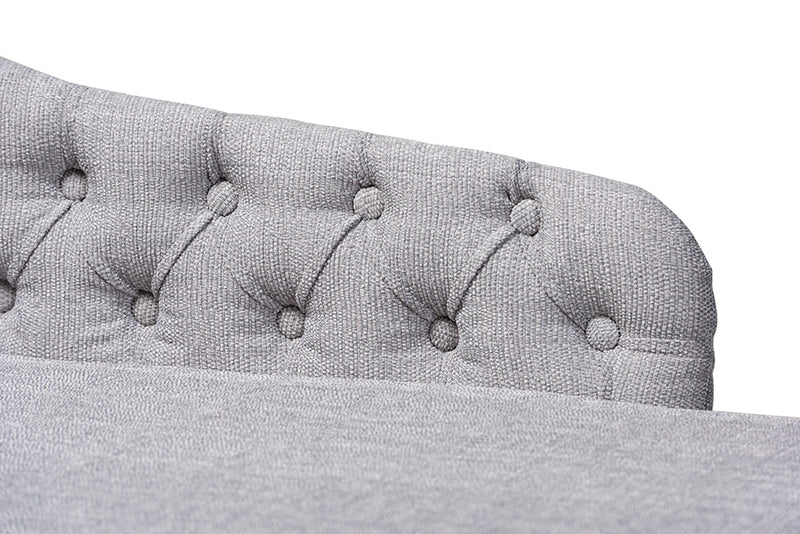 Andrea Gray Fabric Upholstered Black Finished Chaise Lounge Baxton