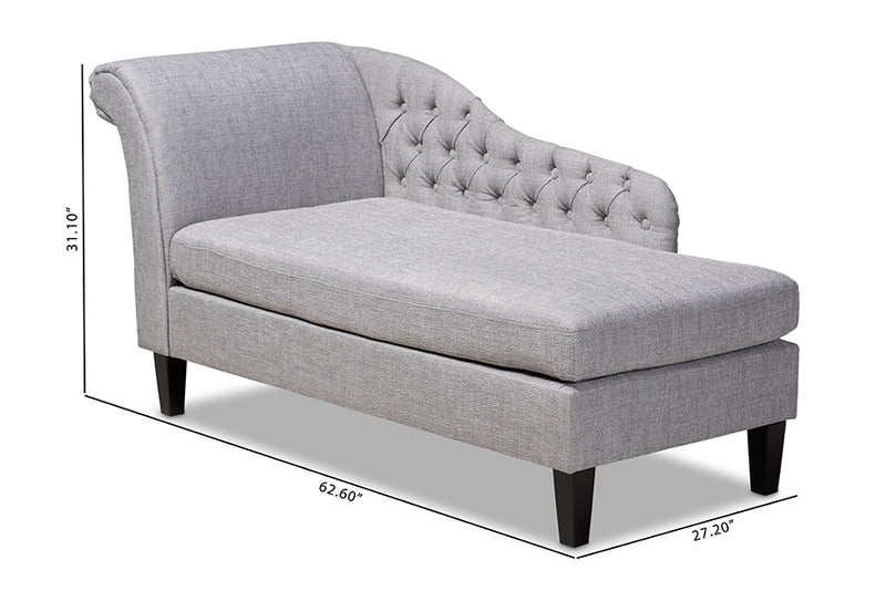 Andrea Modern and Contemporary Gray Fabric Upholstered Black Finished Chaise Lounge