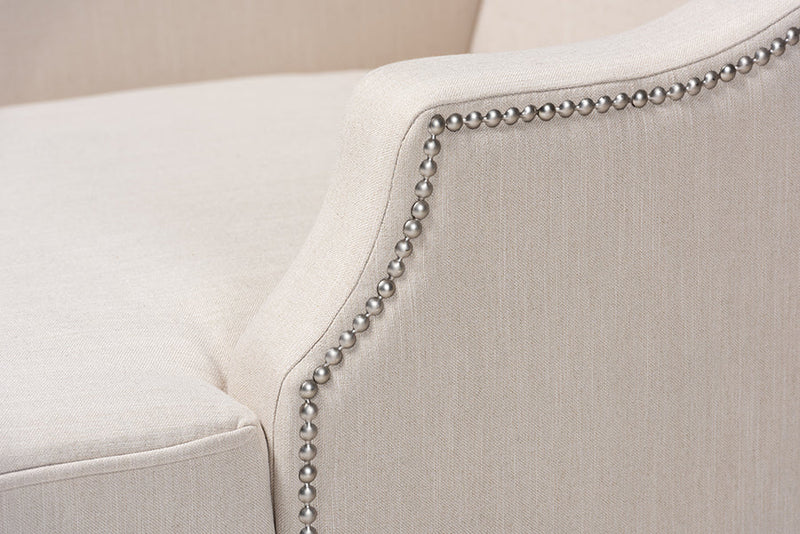 Jaclyn Beige Fabric Upholstered Wenge Brown Finished Chaise Lounge Baxton