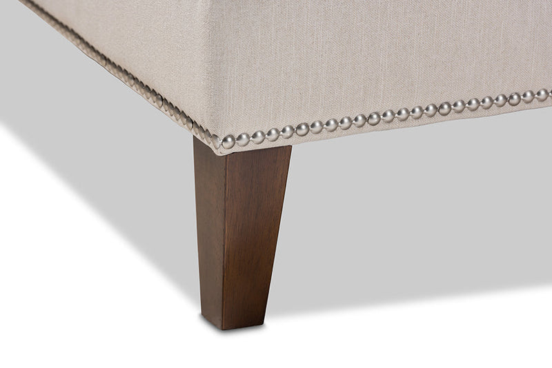 Jaclyn Beige Fabric Upholstered Wenge Brown Finished Chaise Lounge Baxton