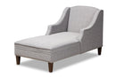 Jaclyn Gray Fabric Upholstered Wenge Brown Finished Chaise Lounge Baxton