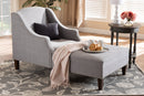 Jaclyn Gray Fabric Upholstered Wenge Brown Finished Chaise Lounge Baxton
