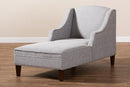 Jaclyn Gray Fabric Upholstered Wenge Brown Finished Chaise Lounge Baxton