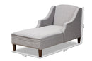 Jaclyn Gray Fabric Upholstered Wenge Brown Finished Chaise Lounge Baxton