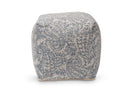 Pocillo Gray and Blue Handwoven Cotton Paisley Pouf Ottoman Baxton