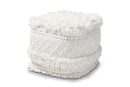 Eladio Moroccan Inspired Ivory Handwoven Cotton Pouf Ottoman Baxton