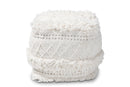 Eladio Moroccan Inspired Ivory Handwoven Cotton Pouf Ottoman Baxton