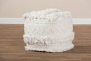 Eladio Moroccan Inspired Ivory Handwoven Cotton Pouf Ottoman Baxton