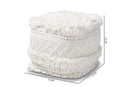 Eladio Moroccan Inspired Ivory Handwoven Cotton Pouf Ottoman Baxton