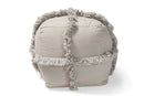 Delora Moroccan Inspired Gray Handwoven Cotton Fringe Pouf Ottoman Baxton