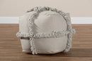 Delora Moroccan Inspired Gray Handwoven Cotton Fringe Pouf Ottoman Baxton