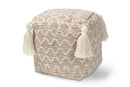 Silvana Natural and Ivory Handwoven Cotton and Hemp Pouf Ottoman Baxton