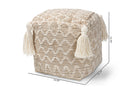 Silvana Natural and Ivory Handwoven Cotton and Hemp Pouf Ottoman Baxton
