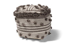 Larkin Moroccan Inspired Ivory and Brown Handwoven Wool Pouf Ottoman Baxton