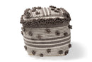 Larkin Moroccan Inspired Ivory and Brown Handwoven Wool Pouf Ottoman Baxton