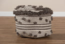 Larkin Moroccan Inspired Ivory and Brown Handwoven Wool Pouf Ottoman Baxton