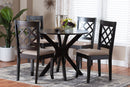 Addison Modern Sand Fabric and Espresso Brown Wood 5-Piece Dining Set Baxton