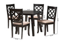 Jayliah Modern Beige Fabric and Dark Brown 5-Piece Dining Set Baxton