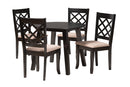 Jayliah Modern Beige Fabric and Dark Brown 5-Piece Dining Set Baxton