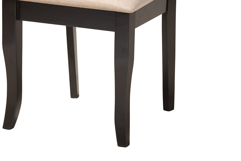 Jayliah Modern Beige Fabric and Dark Brown 5-Piece Dining Set Baxton