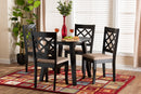 Jayliah Modern Beige Fabric and Dark Brown 5-Piece Dining Set Baxton