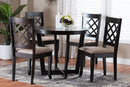 Diata Modern Sand Fabric and Dark Brown Wood 5-Piece Dining Set Baxton