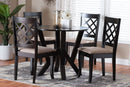 Charlier Modern Sand Fabric and Dark Brown Wood 5-Piece Dining Set Baxton