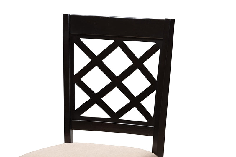 Samir Modern Sand Fabric and Dark Brown Wood 5-Piece Dining Set