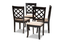 Pamela Sand Fabric Upholstered Espresso Brown Dining Chair Set of 4 Baxton