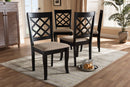 Pamela Sand Fabric Upholstered Espresso Brown Dining Chair Set of 4 Baxton