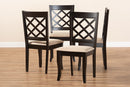 Pamela Sand Fabric Upholstered Espresso Brown Dining Chair Set of 4 Baxton