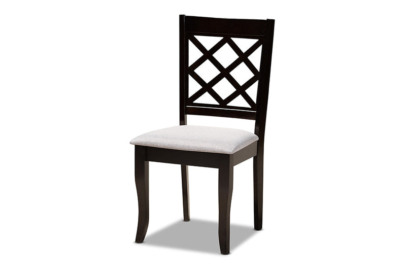 Addison Gray Fabric Upholstered and Dark Brown 5-Piece Dining Set Baxton