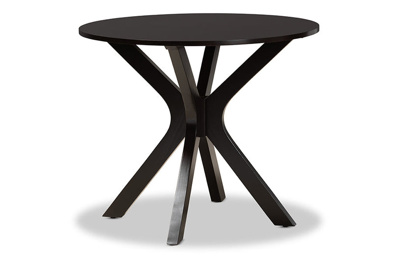 Addison Gray Fabric Upholstered and Dark Brown 5-Piece Dining Set Baxton