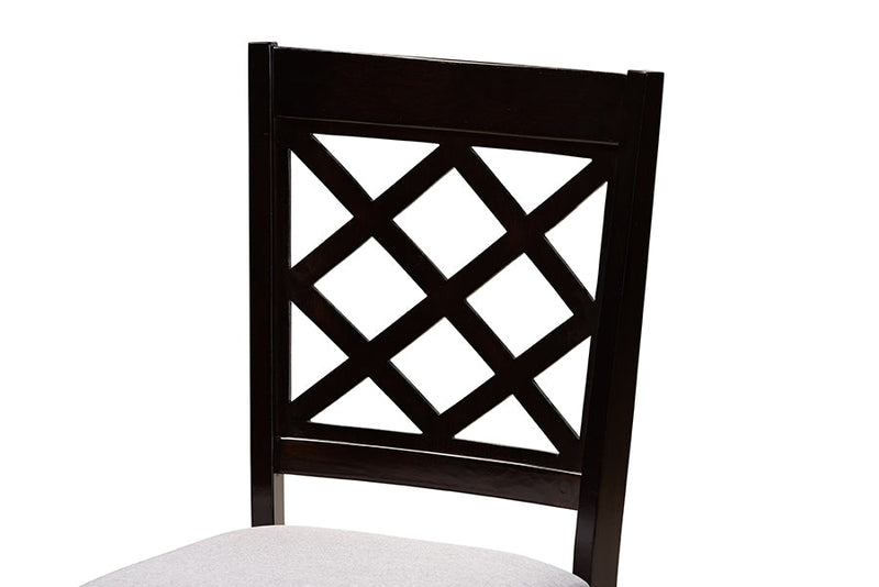 Addison Gray Fabric Upholstered and Dark Brown 5-Piece Dining Set Baxton