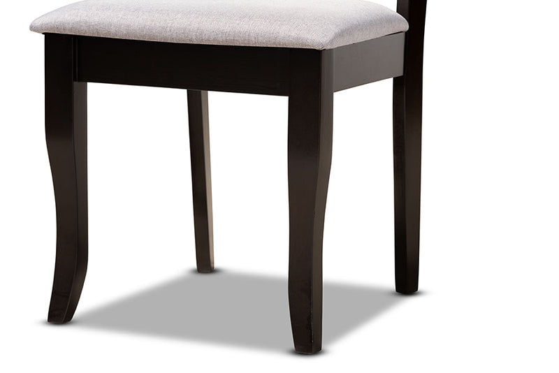 Addison Gray Fabric Upholstered and Dark Brown 5-Piece Dining Set Baxton