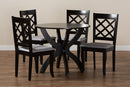 Samir Gray Fabric Upholstered and Dark Brown 5-Piece Dining Set Baxton