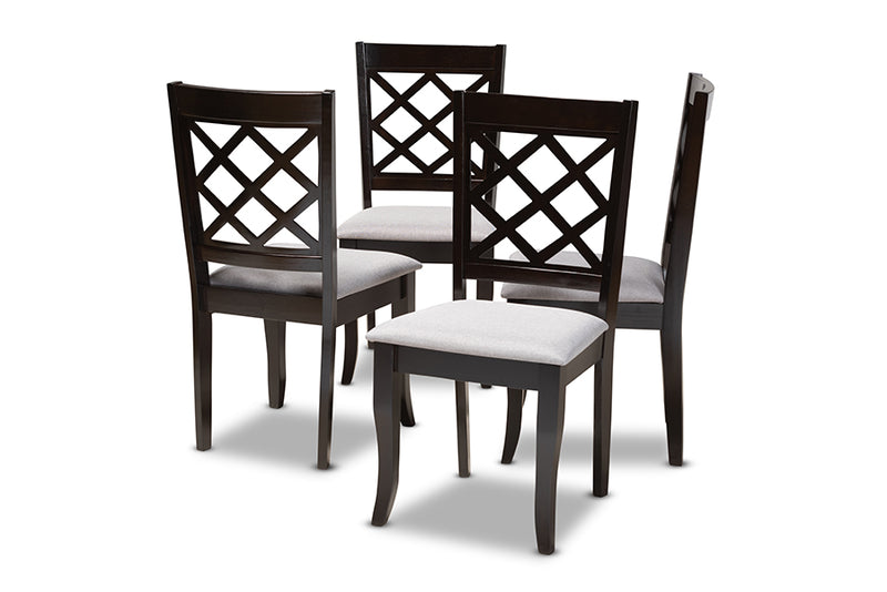 Pamela Modern and Contemporary Gray Fabric Upholstered Espresso Brown Finished Wood Dining Chair Set of 4