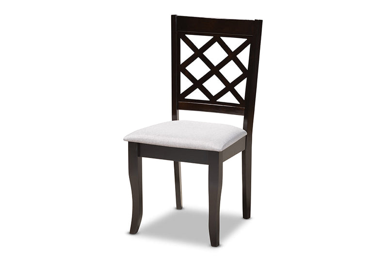 Pamela Gray Fabric Upholstered Espresso Brown Dining Chair Set of 4 Baxton