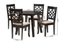 Agustus Modern Beige Fabric and Dark Brown 5-Piece Dining Set Baxton
