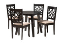 Agustus Modern Beige Fabric and Dark Brown 5-Piece Dining Set Baxton