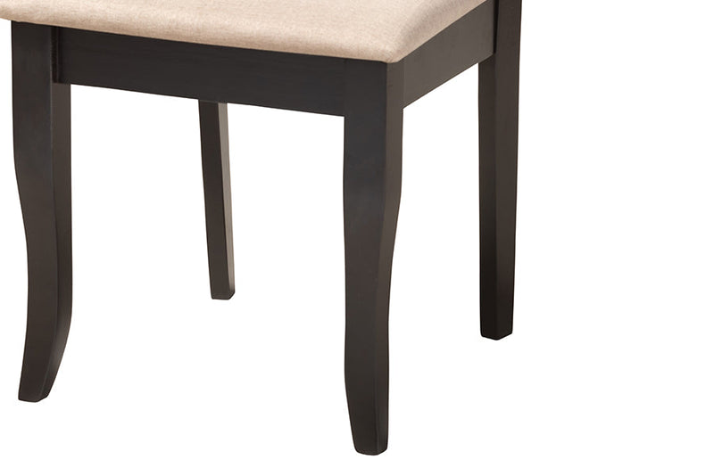 Agustus Modern Beige Fabric and Dark Brown 5-Piece Dining Set Baxton