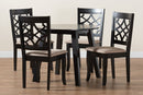 Agustus Modern Beige Fabric and Dark Brown 5-Piece Dining Set Baxton
