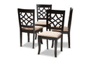 Meike Sand Fabric Upholstered Espresso Brown Dining Chair Set of 4 Baxton