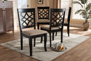 Meike Sand Fabric Upholstered Espresso Brown Dining Chair Set of 4 Baxton