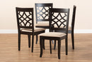 Meike Sand Fabric Upholstered Espresso Brown Dining Chair Set of 4 Baxton
