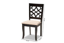 Meike Sand Fabric Upholstered Espresso Brown Dining Chair Set of 4 Baxton