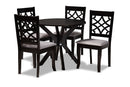 Ryan Gray Fabric Upholstered and Dark Brown 5-Piece Dining Set Baxton