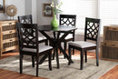 Ryan Gray Fabric Upholstered and Dark Brown 5-Piece Dining Set Baxton