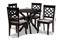 Ryan Gray Fabric Upholstered and Dark Brown 5-Piece Dining Set Baxton