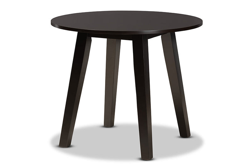 Amandine Gray Fabric Upholstered and Dark Brown 5-Piece Dining Set Baxton